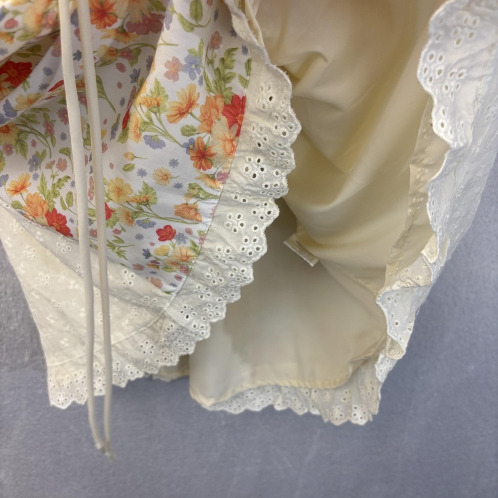 Milkmaid Floral Patchwork Sundress Womens Medium Smocked Puff Sleeve Cottagecore - Picture 9 of 11
